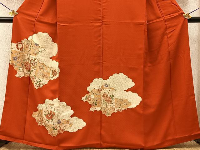平和屋着物■訪問着 駒刺繍 雲取草花文 金彩 正絹 逸品 BAAY6552hj
