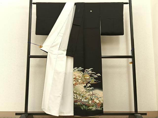 平和屋着物■豪華黒留袖 作家物 松竹梅 風景花文 暈し染め 金彩 正絹 逸品 BAAY6556hj