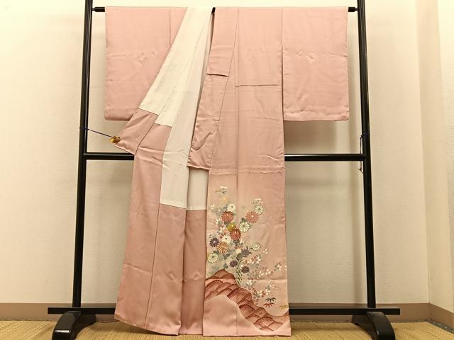 平和屋着物■豪華色留袖 駒刺繍 流水秋草文 暈し染め 金彩 正絹 逸品 BAAY6558hj