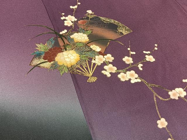 平和屋着物■訪問着 扇面花文 暈し染め 金彩 正絹 逸品 BAAY6559hj