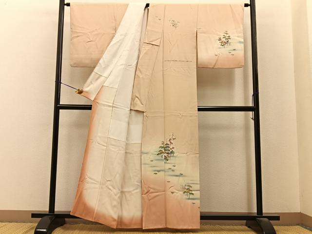 平和屋着物■訪問着 友禅 作家物 松竹梅風景文 暈し染め 正絹 逸品 BAAY6562hj