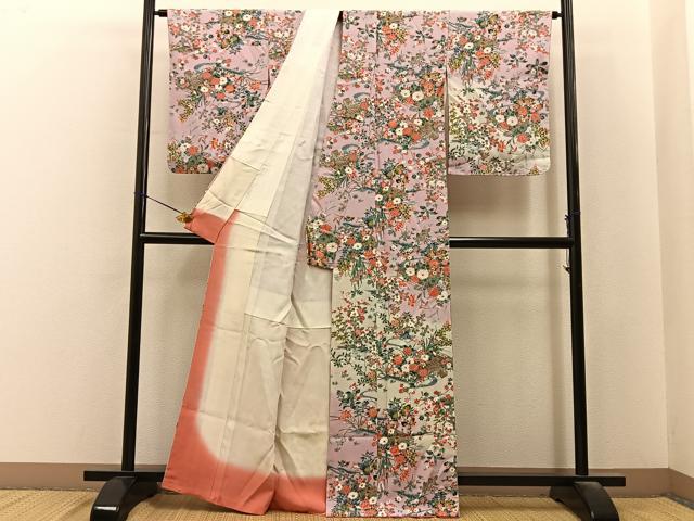 平和屋着物■訪問着 流水花文 暈し染め 正絹 逸品 未使用 BAAY6563hj