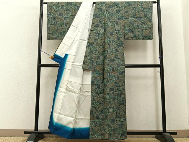 平和屋着物■上質な紬 吉祥花文 正絹 逸品 未使用 BAAY6571hj