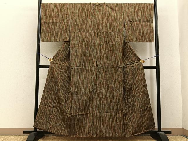平和屋着物■上質な紬 胴抜き仕立て 縞 正絹 逸品 BAAY6573hj