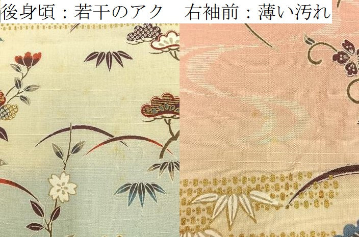 平和屋着物■上質な小紋 紬地 草花文 暈し染め 金彩 ロング丈 正絹 逸品 未使用 BAAY6574hj