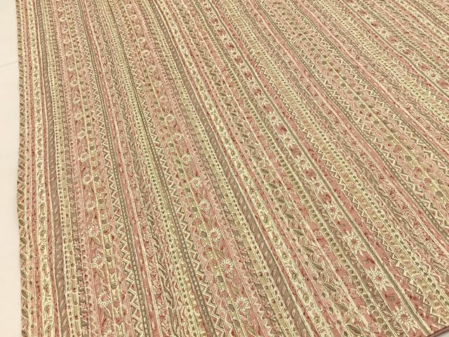 平和屋着物■上質な小紋 紬地 草花間道 正絹 逸品 BAAY6580hj