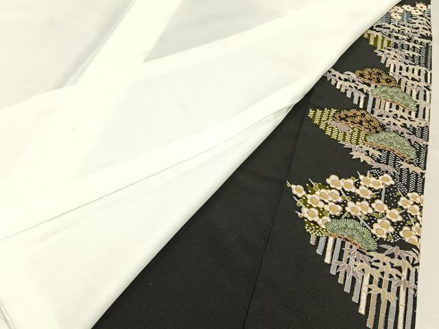 平和屋着物■豪華黒留袖 駒刺繍 松竹梅花文 金彩 正絹 逸品 BAAY6583hj