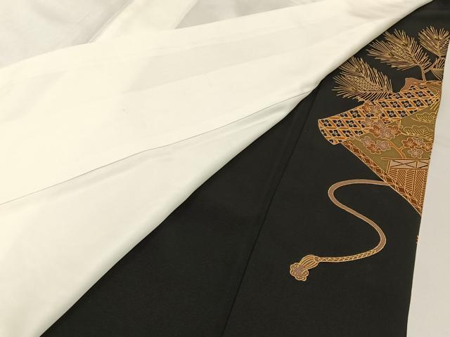 平和屋着物■豪華黒留袖 駒刺繍 御所車絵巻花文 金銀彩 正絹 逸品 BAAY6595hj