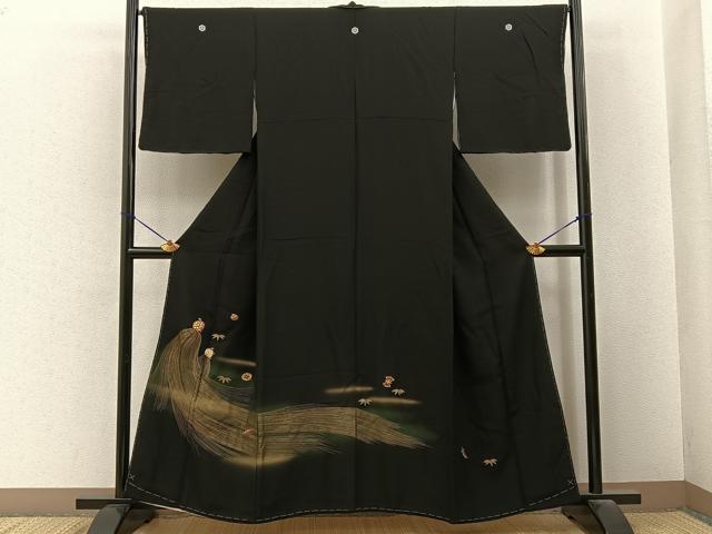 平和屋着物■豪華黒留袖 刺繍 蓑亀 暈し染め 金彩 正絹 逸品 未使用 BAAY6607hj