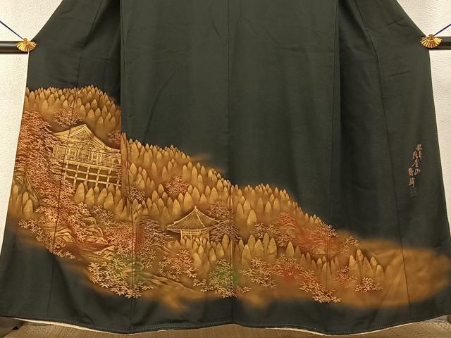 平和屋着物■豪華黒留袖 作家物 刺繍 名所風景文 金彩 正絹 逸品 BAAY6618hj