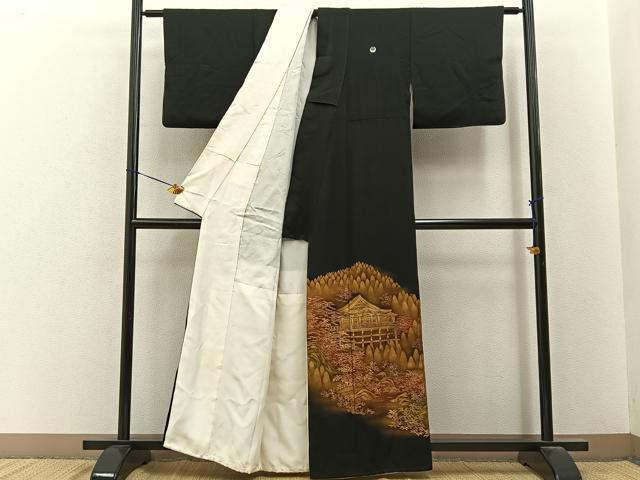平和屋着物■豪華黒留袖 作家物 刺繍 名所風景文 金彩 正絹 逸品 BAAY6618hj