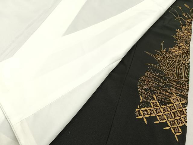 平和屋着物■豪華黒留袖 地紙流水花文 金彩 正絹 逸品 BAAY6622hj