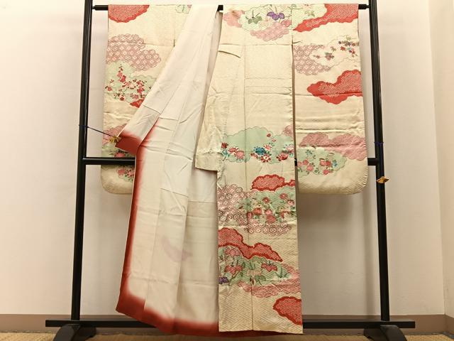 平和屋着物■豪華振袖 絞り 駒刺繍 雲取吉祥花文 金彩 正絹 逸品 BAAY6624hj
