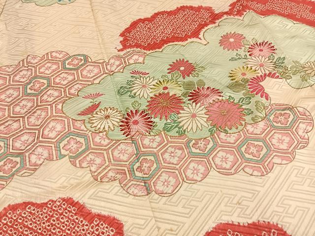 平和屋着物■豪華振袖 絞り 駒刺繍 雲取吉祥花文 金彩 正絹 逸品 BAAY6624hj