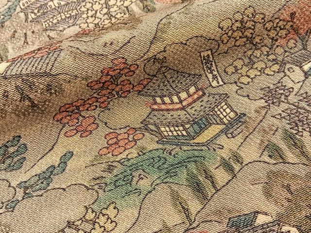 平和屋着物■上質な小紋 京名所風景文 鬼しぼ縮緬 正絹 逸品 BAAY6625hj