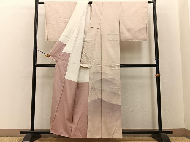 平和屋着物■訪問着 紬地 重ね山文 正絹 逸品 未使用 BAAY6630hj
