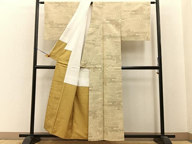平和屋着物■結城紬 80亀甲 吉祥文 正絹 逸品 未使用 BAAY6633hj