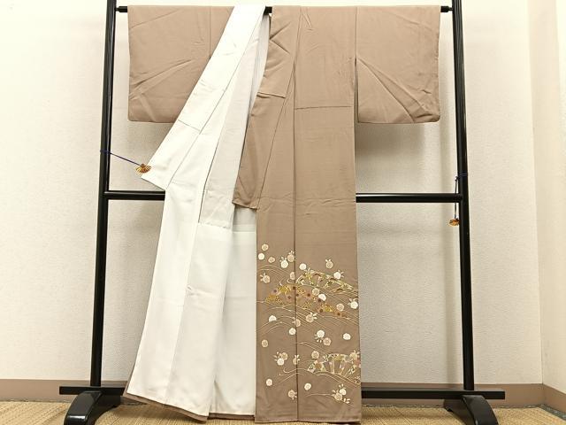 平和屋着物■豪華色留袖 片輪車花文 金彩 正絹 逸品 BAAY6636hj