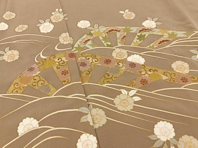 平和屋着物■豪華色留袖 片輪車花文 金彩 正絹 逸品 BAAY6636hj