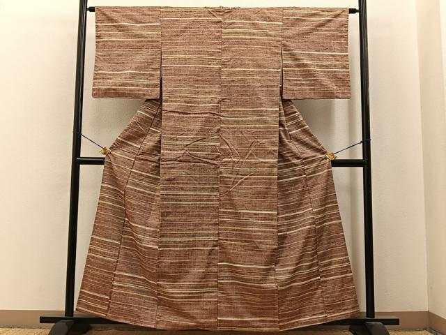 平和屋着物■上質な紬 縞 正絹 逸品 BAAY6637hj