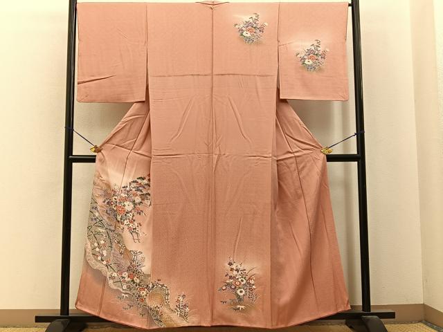 平和屋着物■訪問着 花車文 暈し染め 金銀彩 正絹 逸品 BAAY6641hj