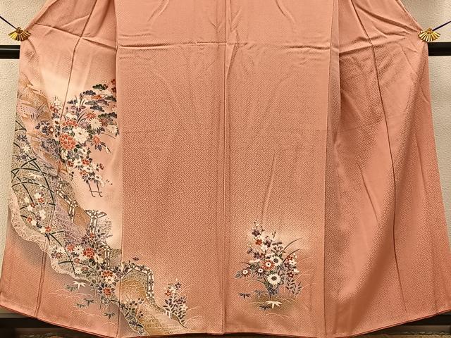 平和屋着物■訪問着 花車文 暈し染め 金銀彩 正絹 逸品 BAAY6641hj