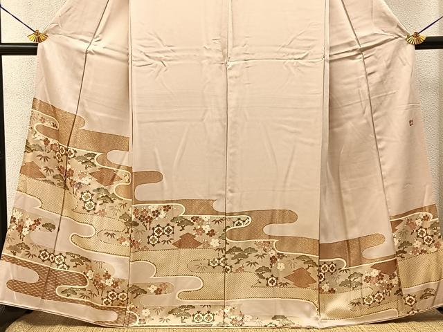 平和屋着物■豪華色留袖 作家物 刺繍 松竹梅 エ霞吉祥文 金彩 正絹 逸品 BAAY6642hj