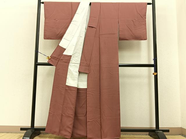 平和屋着物■上質な色無地 茶色 正絹 逸品 未使用 BAAY6646hj