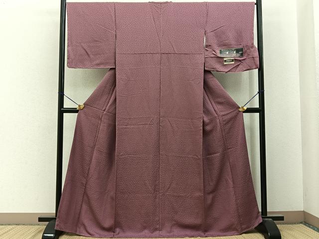 平和屋着物■上質な色無地 堅牢染 風花 蘇芳香色 反端付き 正絹 逸品 BAAY6647hj
