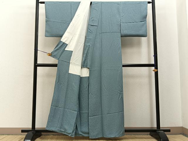 平和屋着物■上質な色無地 紋ふぶき 青磁鼠色 反端付き 正絹 逸品 BAAY6648hj