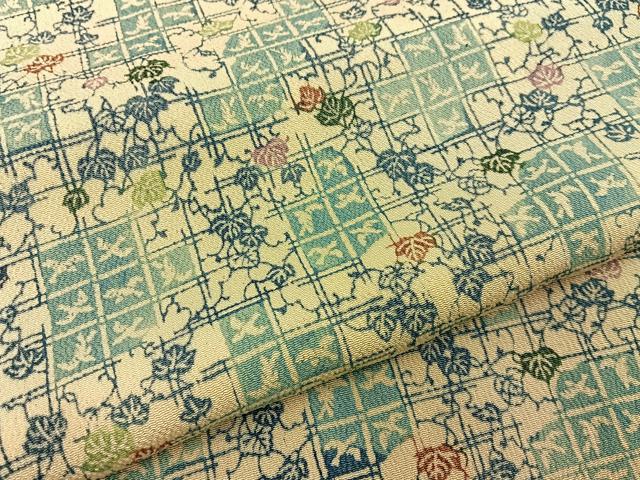 平和屋着物■上質な小紋 型染め 飛鳥蔦の葉文 鬼しぼ縮緬 正絹 逸品 BAAY6650hj