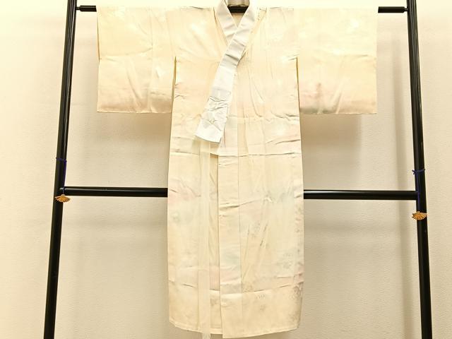 平和屋着物■長襦袢 無双仕立て 桜流し地紋 暈し染め 正絹 逸品 未使用 BAAY6660hj