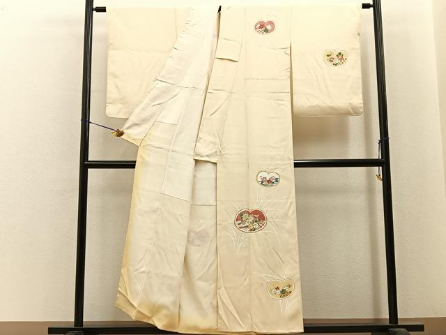 平和屋着物■訪問着 駒刺繍 草花文 金彩 正絹 逸品 BAAY6664hj