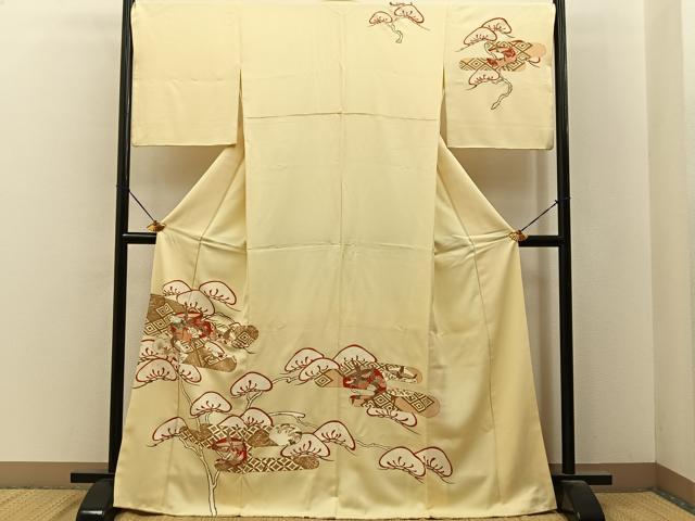 平和屋着物■訪問着 駒刺繍 エ霞松花文 金彩 正絹 逸品 BAAY6668hj