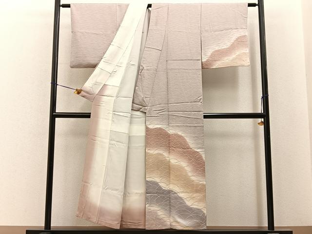 平和屋着物■訪問着 芝草紋 暈し染め 正絹 逸品 BAAY6672hj