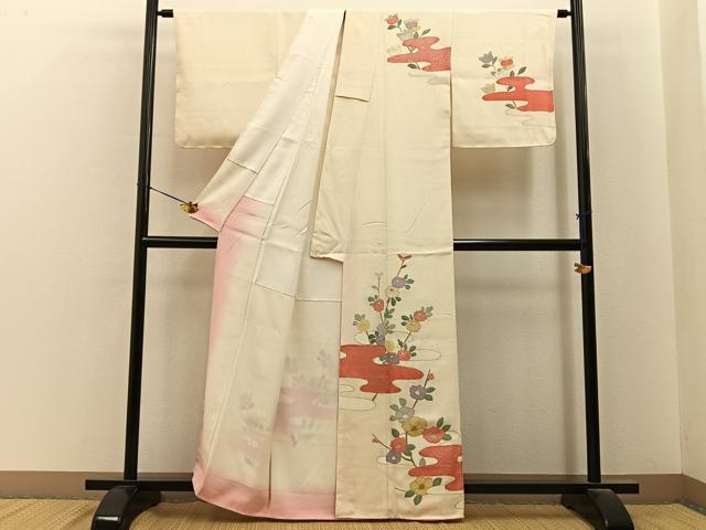 平和屋着物■訪問着 駒刺繍 エ霞花文 金彩 正絹 逸品 BAAY6678hj