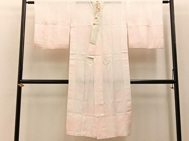 平和屋着物■長襦袢 無双仕立て 草花地紋 暈し染め 半衿刺繍 正絹 逸品 BAAY6705hj