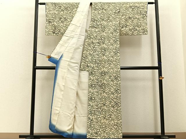 平和屋着物■上質な小紋 型染め 草葉文 正絹 逸品 BAAY6709hj