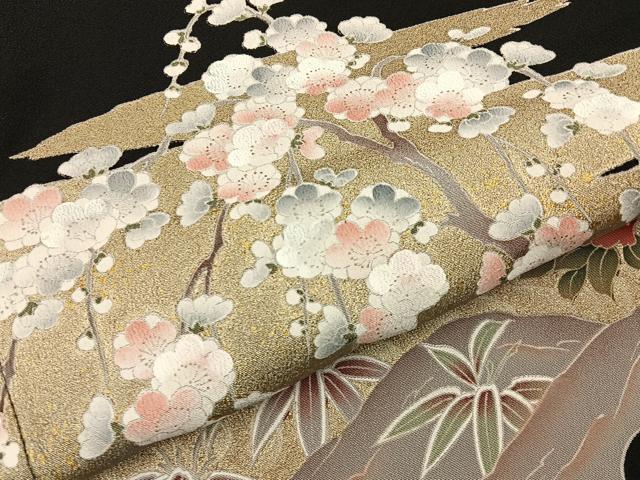 平和屋着物■豪華黒留袖 松竹梅 流水花文 金彩 正絹 逸品 BAAY6711hj