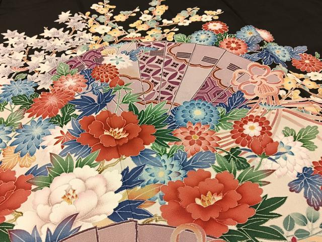 平和屋着物■豪華黒留袖 友禅 作家物 檜扇花文 正絹 逸品 BAAY6712hj