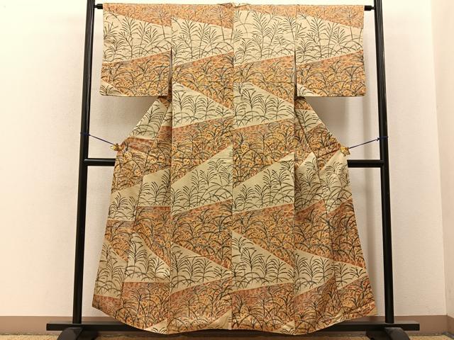 平和屋着物■上質な小紋 草葉文 正絹 逸品 BAAY6714hj