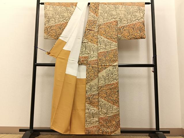 平和屋着物■上質な小紋 草葉文 正絹 逸品 BAAY6714hj