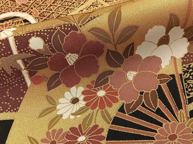 平和屋着物■豪華黒留袖 御所車花文 金彩 正絹 逸品 BAAY6717hj