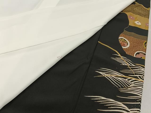 平和屋着物■豪華黒留袖 御所車花文 金彩 正絹 逸品 BAAY6717hj