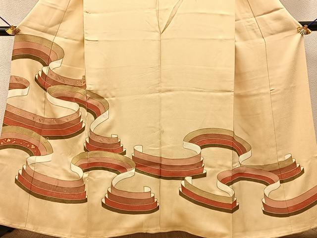 平和屋着物■豪華色留袖 駒刺繍 熨斗吉祥文 金彩 正絹 逸品 BAAY6721hj
