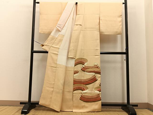 平和屋着物■豪華色留袖 駒刺繍 熨斗吉祥文 金彩 正絹 逸品 BAAY6721hj