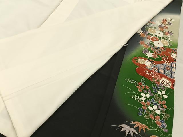 平和屋着物■豪華黒留袖 作家物 駒刺繍 御所車花文 暈し染め 金彩 正絹 逸品 BAAY6731hj