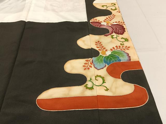 平和屋着物■豪華黒留袖 駒刺繍 鳳凰鏡裏花文 金彩 正絹 逸品 BAAY6732hj