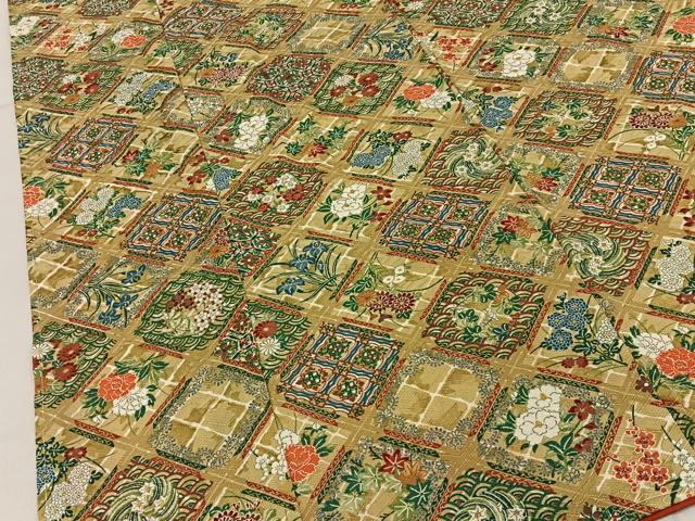 平和屋着物■上質な小紋 菱天井花文 金彩 正絹 逸品 未使用 BAAY6744hj
