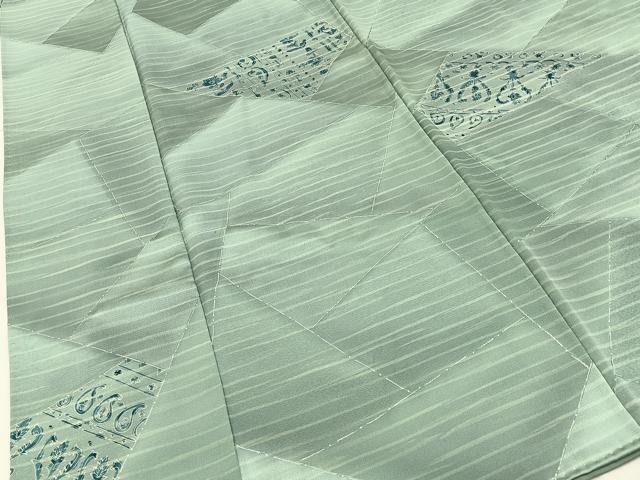 平和屋着物■上質な小紋 切嵌更紗花文 暈し染め 正絹 逸品 BAAY6745hj